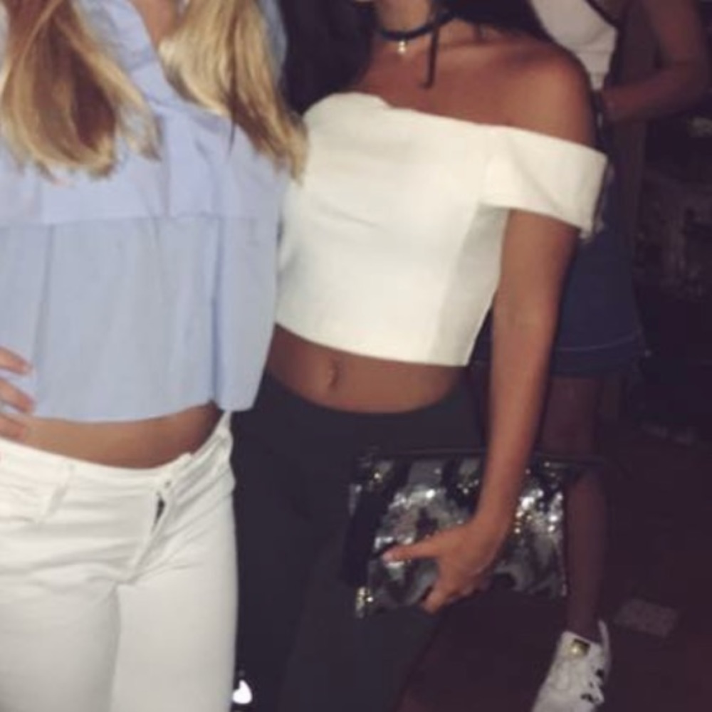 White off the shoulder crop top